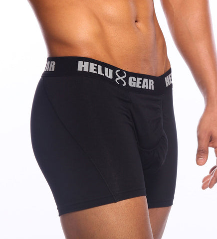 Front view of black Baaz boxer briefs