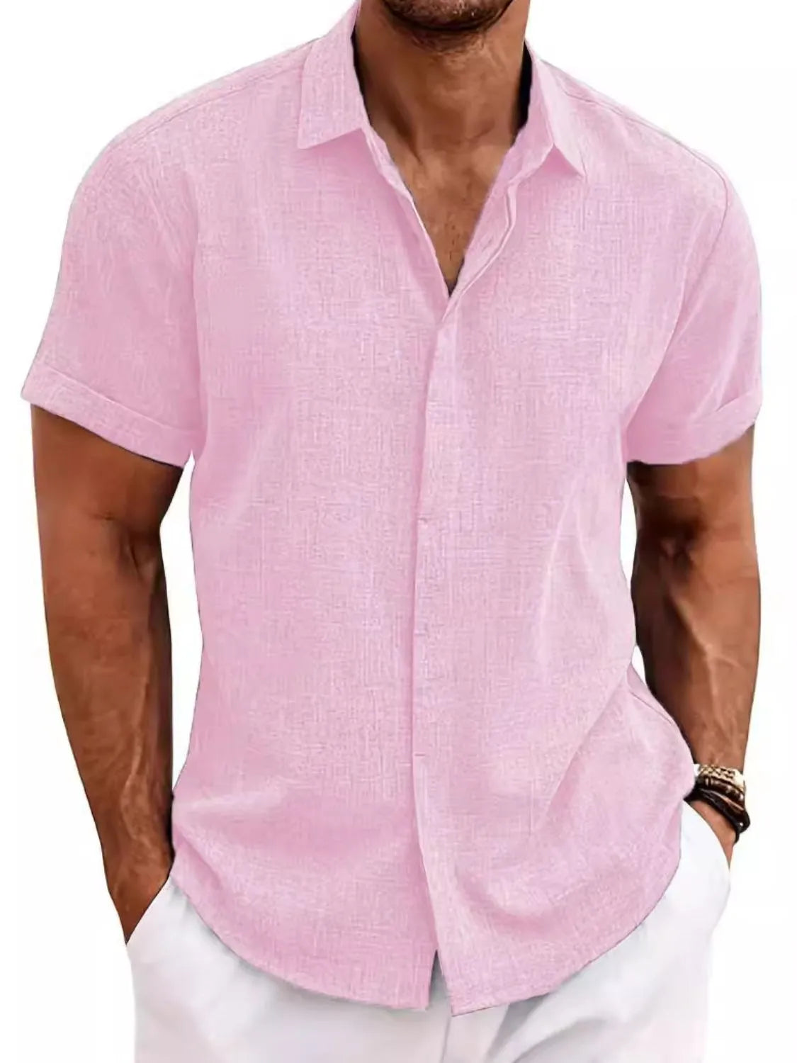 Men's Full Size Collared Neck Short Sleeve Shirt Plus Size