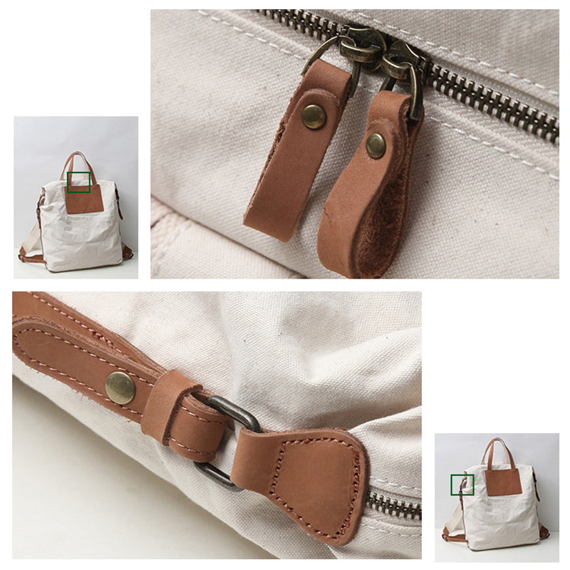 Canvas Backpack Canvas With Full Grain Leather Travel Backpack School Backpack Y8135