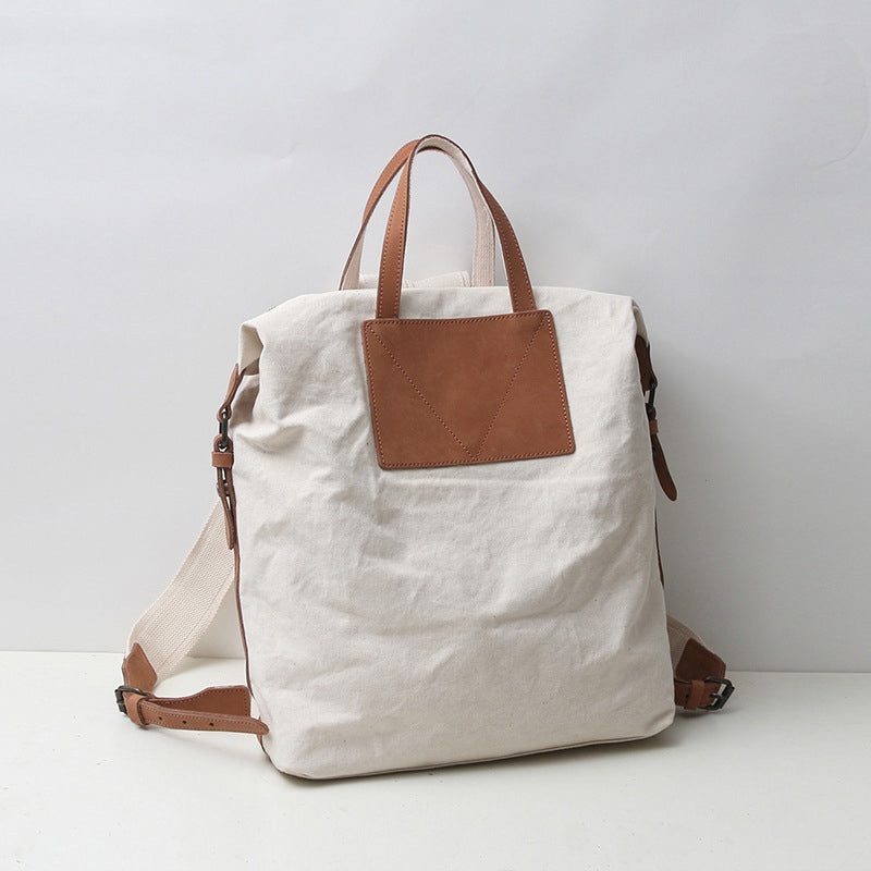 Canvas Backpack Canvas With Full Grain Leather Travel Backpack School Backpack Y8135