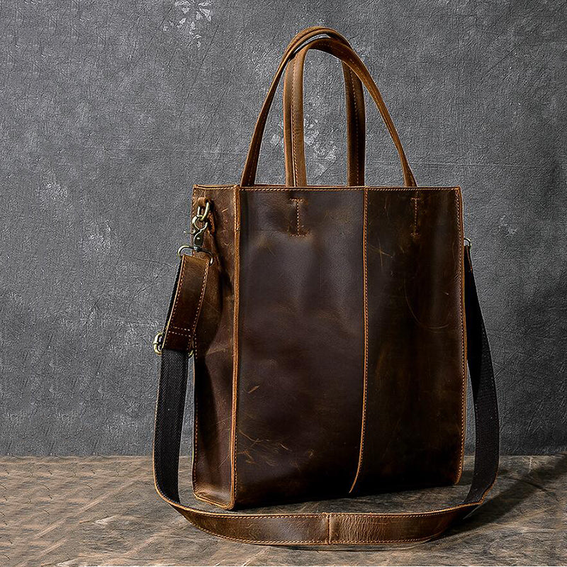 Handmade Tote Bag Crazy Horse Leather Shoulder Bag Shopping Bag