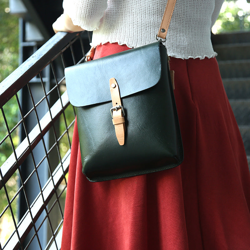 Vegetable Tanned Leather Shoulder Bag Ladies Messenger Bag Handmade Satchel Bag