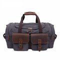 ROCKCOW Weekender Overnight Bag Canvas Genuine Leather Travel Duffel Tote AF14