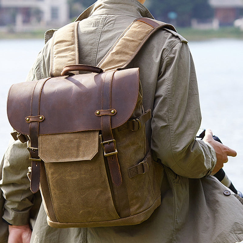 DSLR Camera Backpack Waxed Canvas Camera Backpack Waterproof Backpack