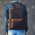 Men Retro Backpack Crazy Horse Leather Travel Backpack Laptop Backpack