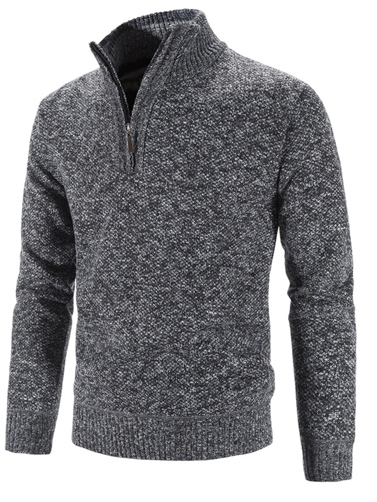 Men's Plus Size Quarter Zip Long Sleeve Sweater