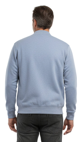 Men's Zip-Up Baseball Fleece Jacket — Lightweight Cotton Blend