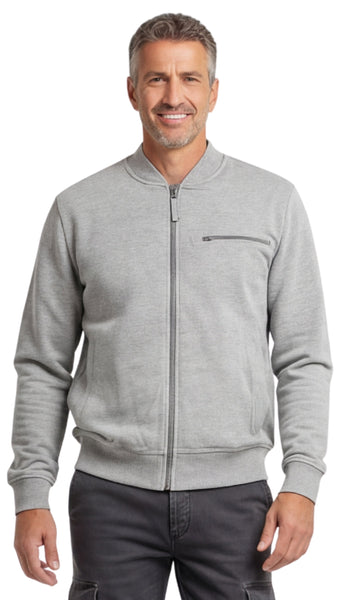 Men's Zip-Up Baseball Fleece Jacket — Lightweight Cotton Blend