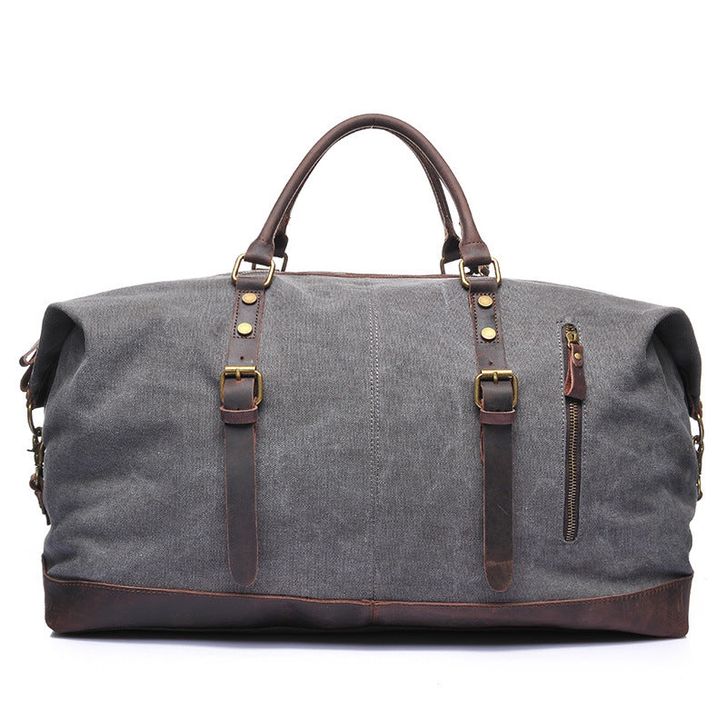 Vintage Canvas Leather Shoulder Bag Canvas Duffle Bag Crossbody Travel Bag