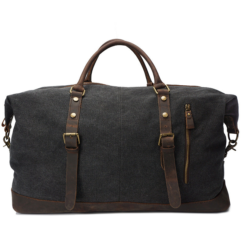 Vintage Canvas Leather Shoulder Bag Canvas Duffle Bag Crossbody Travel Bag