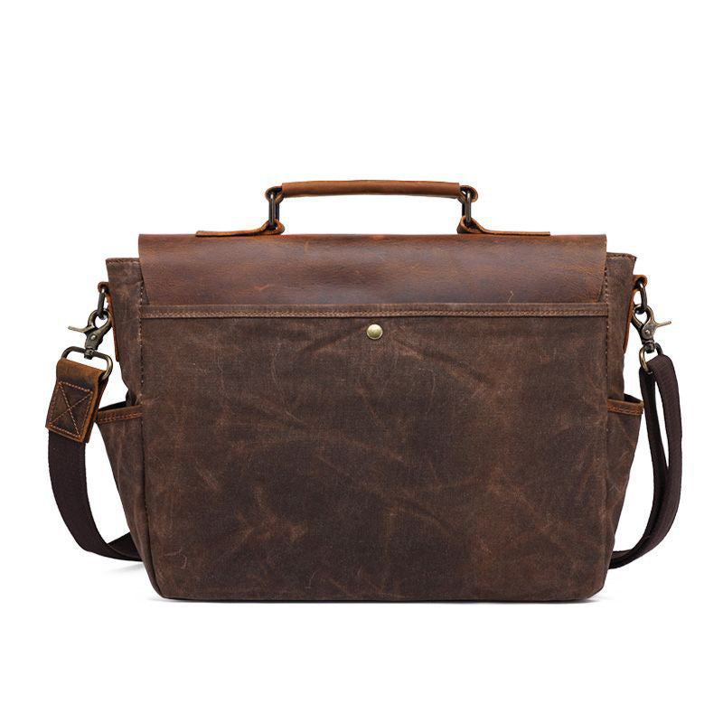 Latest Style Handmade Canvas Leather Briefcase Vintage Crazy Horse Messenger Bag Crossbody Shoulder Bag Laptop Bag W1808