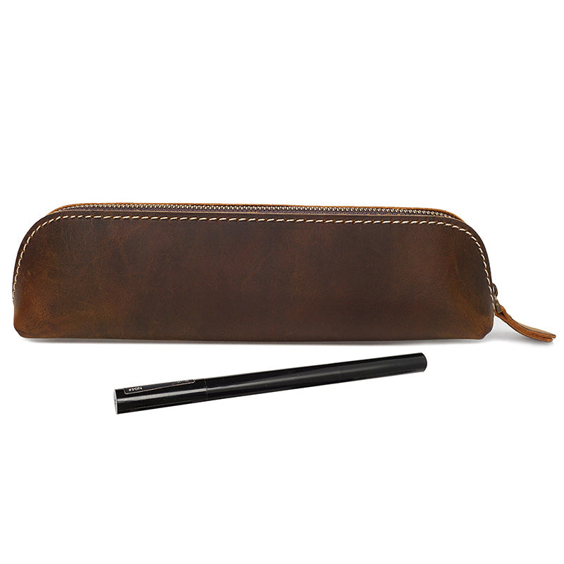Retro Pen Bag Full Grain Leather Pencil Case Handmade Pen Holder YD1025
