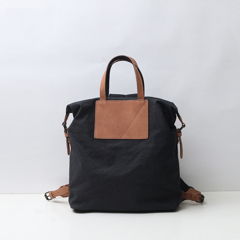 Canvas Backpack Canvas With Full Grain Leather Travel Backpack School Backpack Y8135