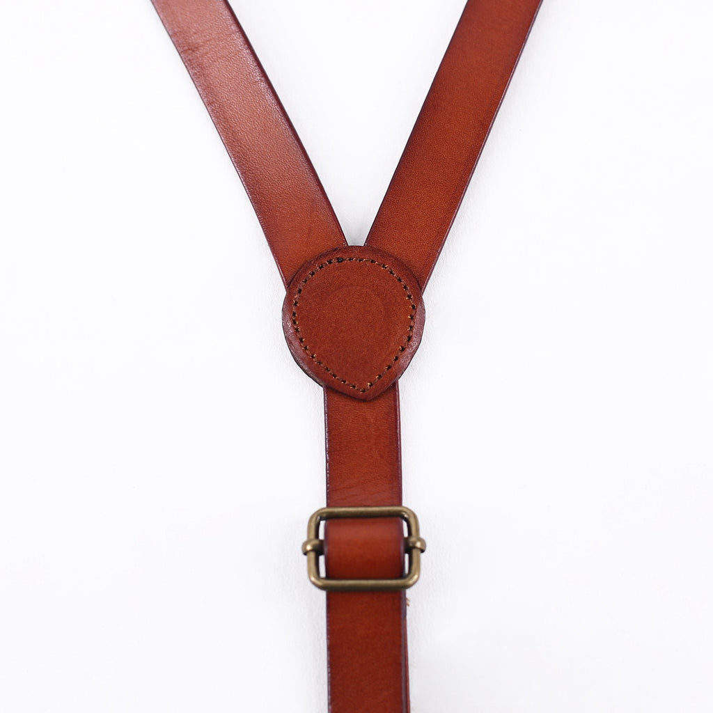 Mens Leather Suspenders Y Back Design Adjustable Brown Suspenders Groomsmen Gift for Wedding