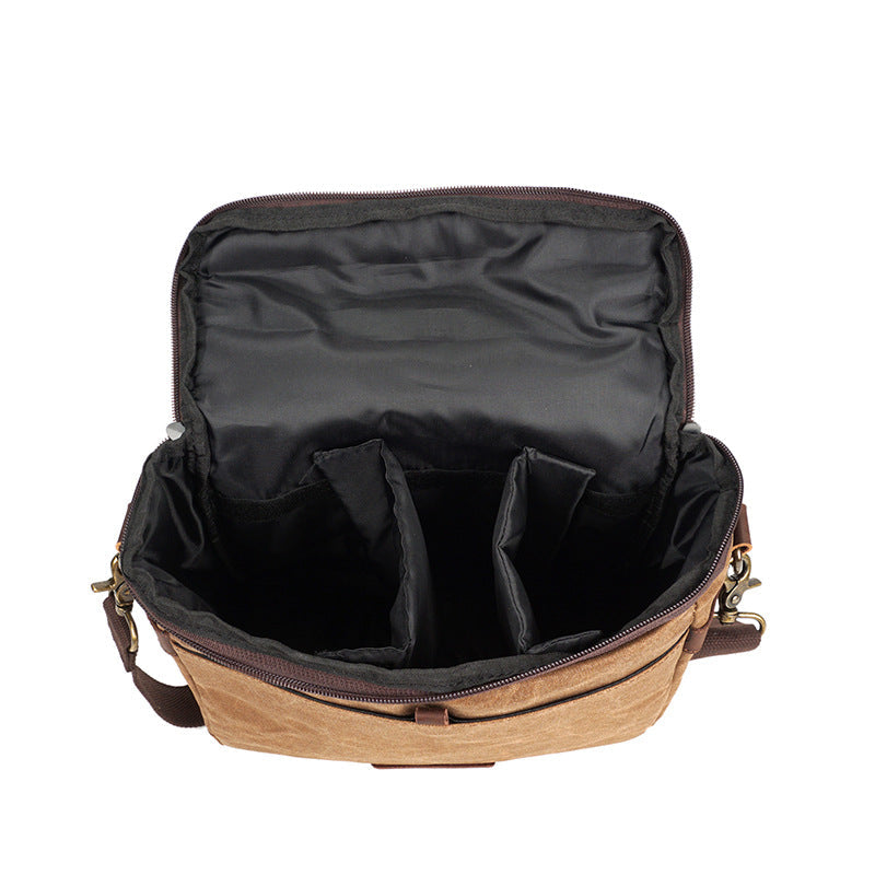 Flash Sale Camera Bag Waxed Canvas DSLR Camera Bag Vintage Crossbody Messenger Bag