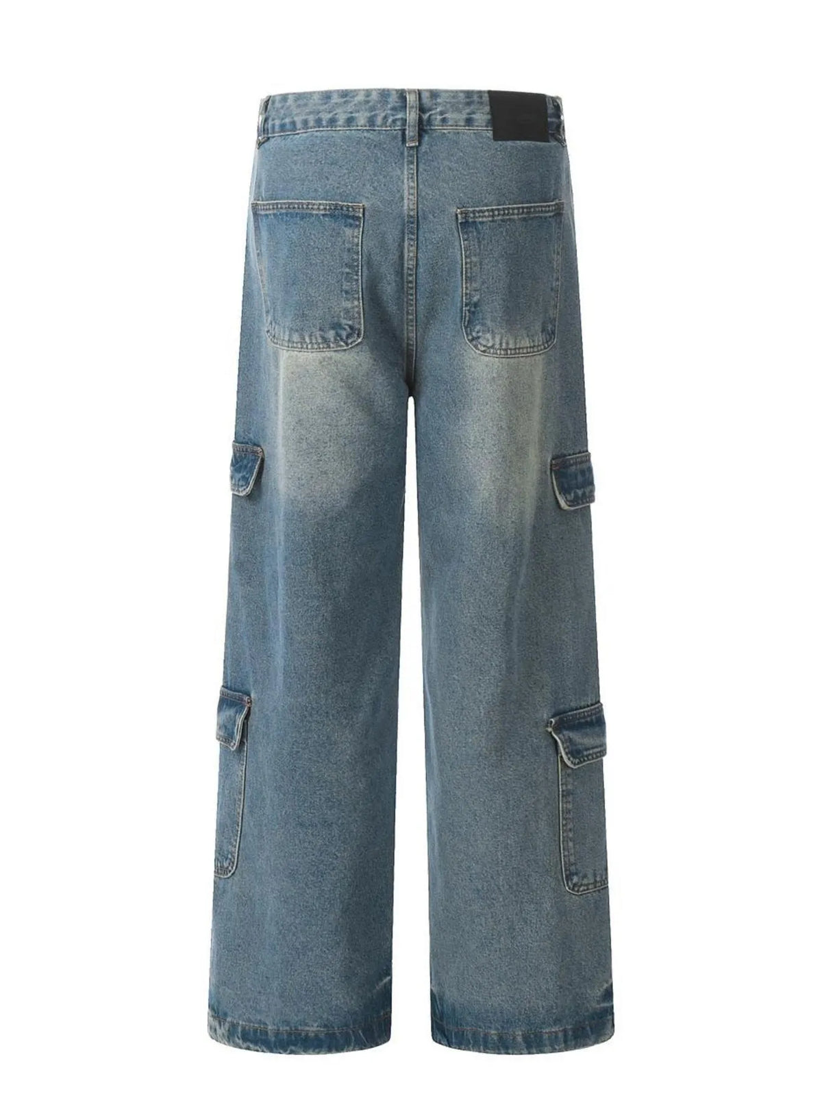 Men's Washed Multi-Pocket Cargo Jeans