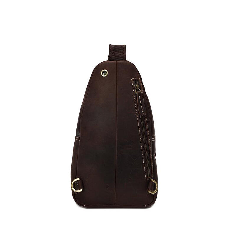 Full Grain Leather Men Chest Pack Retro Men Chest Bag Men Casual Messenger Bag