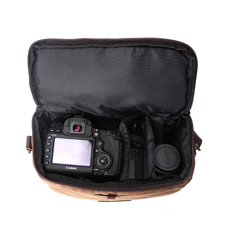 Flash Sale Camera Bag Waxed Canvas DSLR Camera Bag Vintage Crossbody Messenger Bag