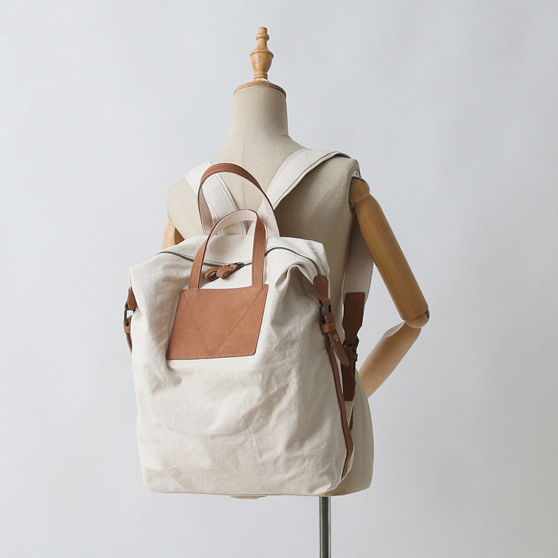 Canvas Backpack Canvas With Full Grain Leather Travel Backpack School Backpack Y8135