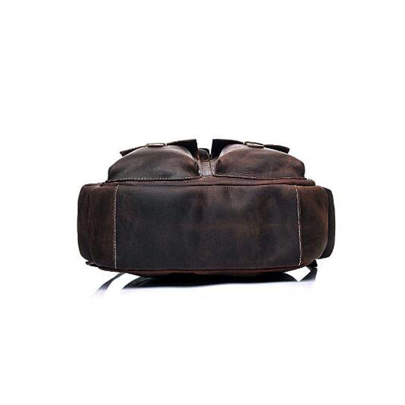 Men Retro Travel Backpack Crazy Horse Leather Backpack Large Capacity Backpack B826