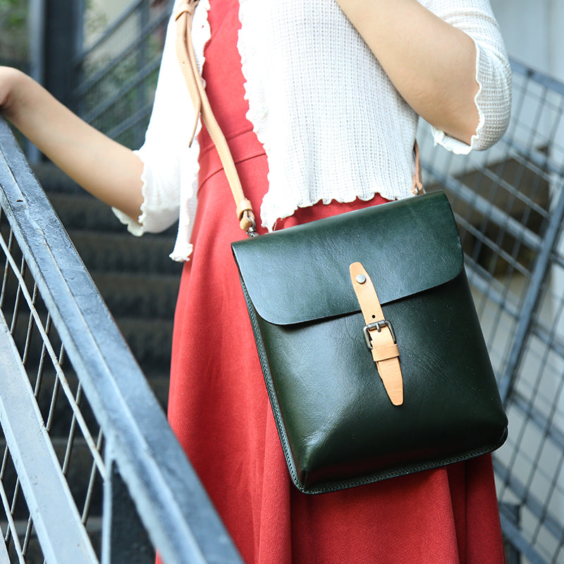 Vegetable Tanned Leather Shoulder Bag Ladies Messenger Bag Handmade Satchel Bag