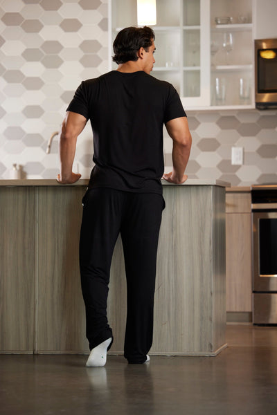 Men's Soft Bamboo Lounge Pajama Set - Short Sleeve Top & Pants