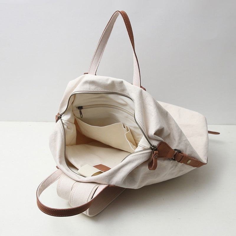 Canvas Backpack Canvas With Full Grain Leather Travel Backpack School Backpack Y8135