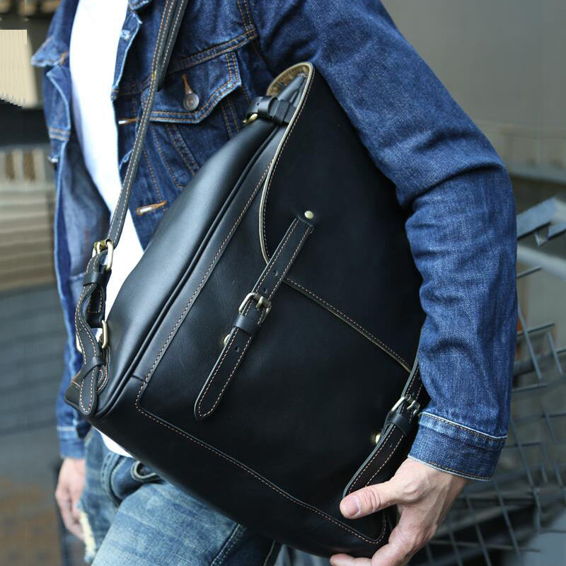 Unisex Genuine Leather Backpack – Hand-Rubbed Vegetable-Tanned Leather Travel & Sketch Backpack Z9035
