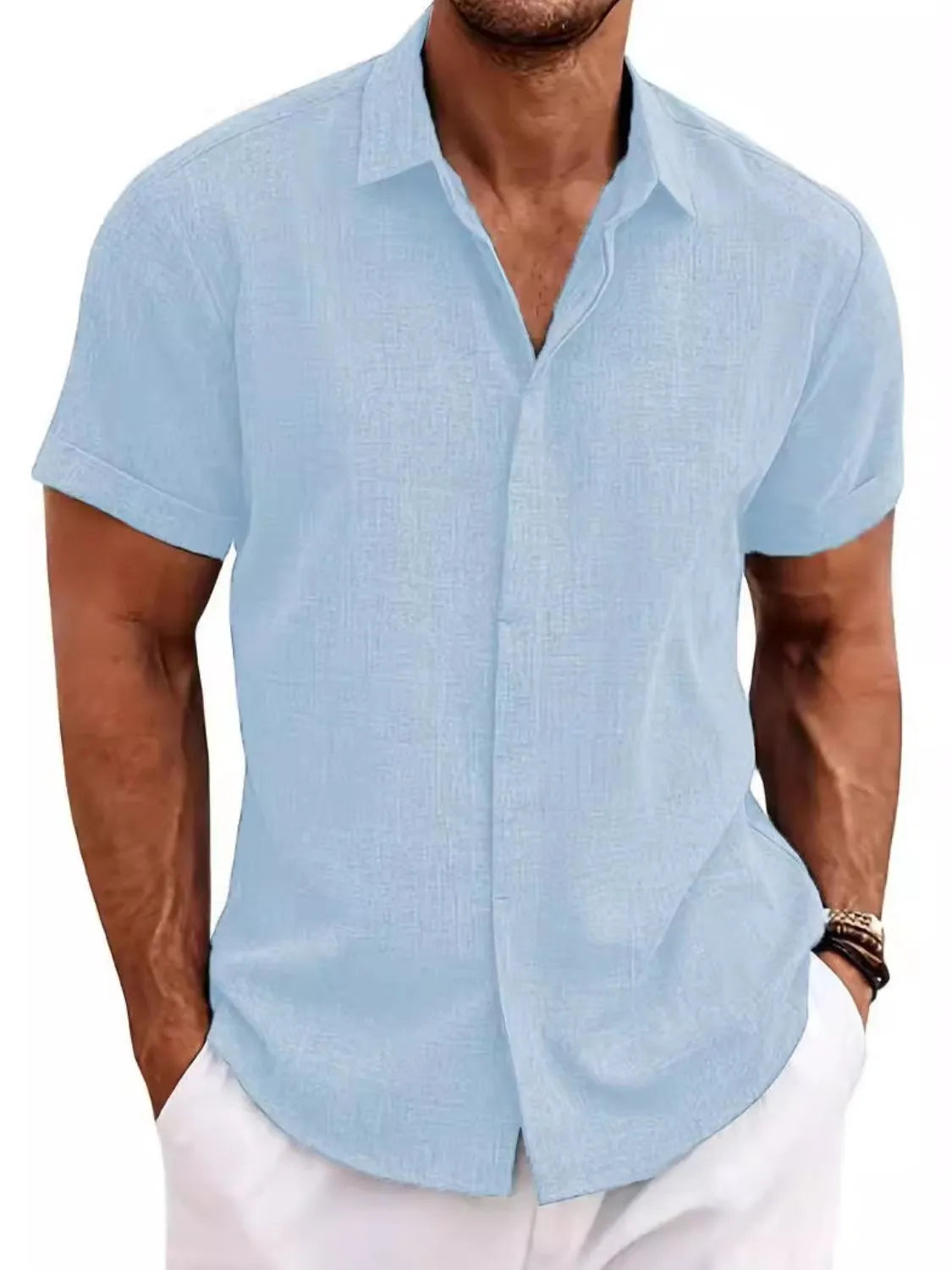 Men's Full Size Collared Neck Short Sleeve Shirt Plus Size