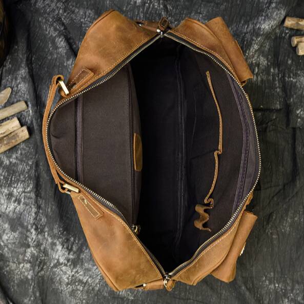 Crazy Horse Leather Shoulder Bag Retro Tote Bag Large Capacity Messenger Bag