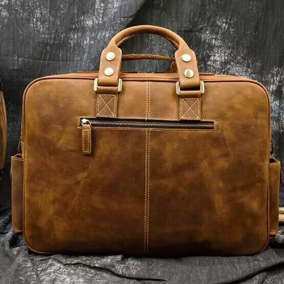 Crazy Horse Leather Shoulder Bag Retro Tote Bag Large Capacity Messenger Bag