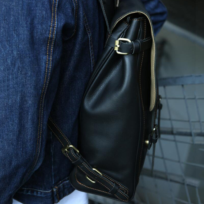 Unisex Genuine Leather Backpack – Hand-Rubbed Vegetable-Tanned Leather Travel & Sketch Backpack Z9035
