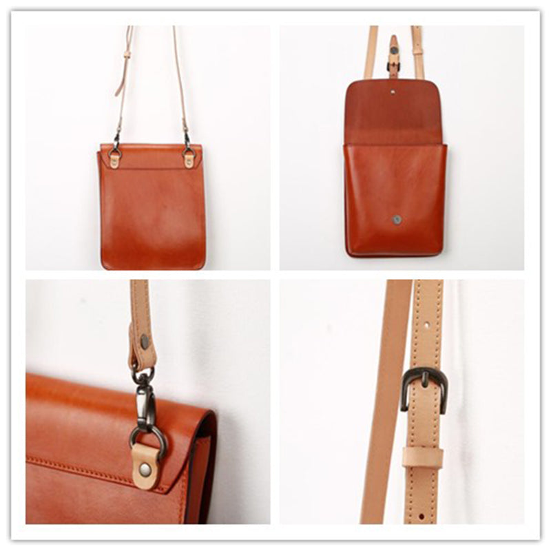 Vegetable Tanned Leather Shoulder Bag Ladies Messenger Bag Handmade Satchel Bag