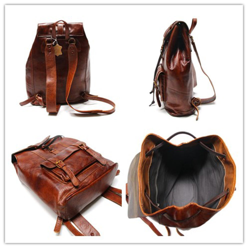 Flash Sale Full Grain Leather Travel Backpack Handmade Leather Backpack