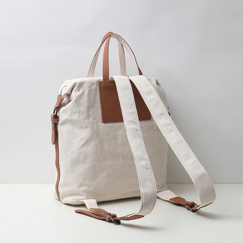Canvas Backpack Canvas With Full Grain Leather Travel Backpack School Backpack Y8135