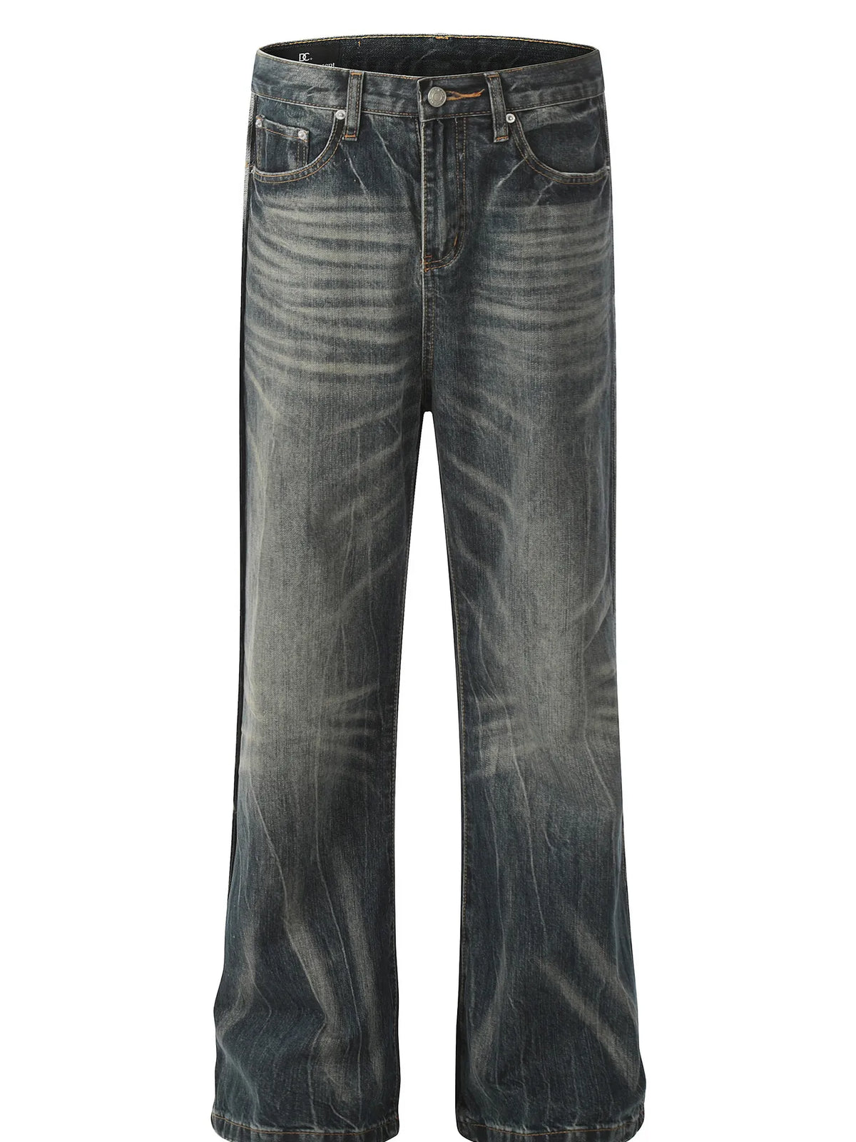 Men's Seam Detail Cat's Whisker Washed Straight Jeans