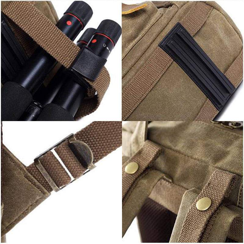 Flash Sale Waxed Canvas DSLR Camera Backpack Waterproof Travel Backpack