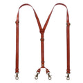 Mens Leather Suspenders Y Back Design Adjustable Brown Suspenders Groomsmen Gift for Wedding