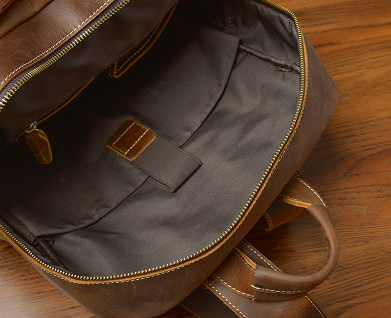 New Arrival Vintage Backpack Crazy Horse Leather Men Travel Backpack Casual Backpack ESS3983