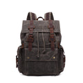 Outing Waxed Canvas Leather Backpack, Big Capacity Laptop Backpack, Vintage Waterproof Shoulder School Bag 5358