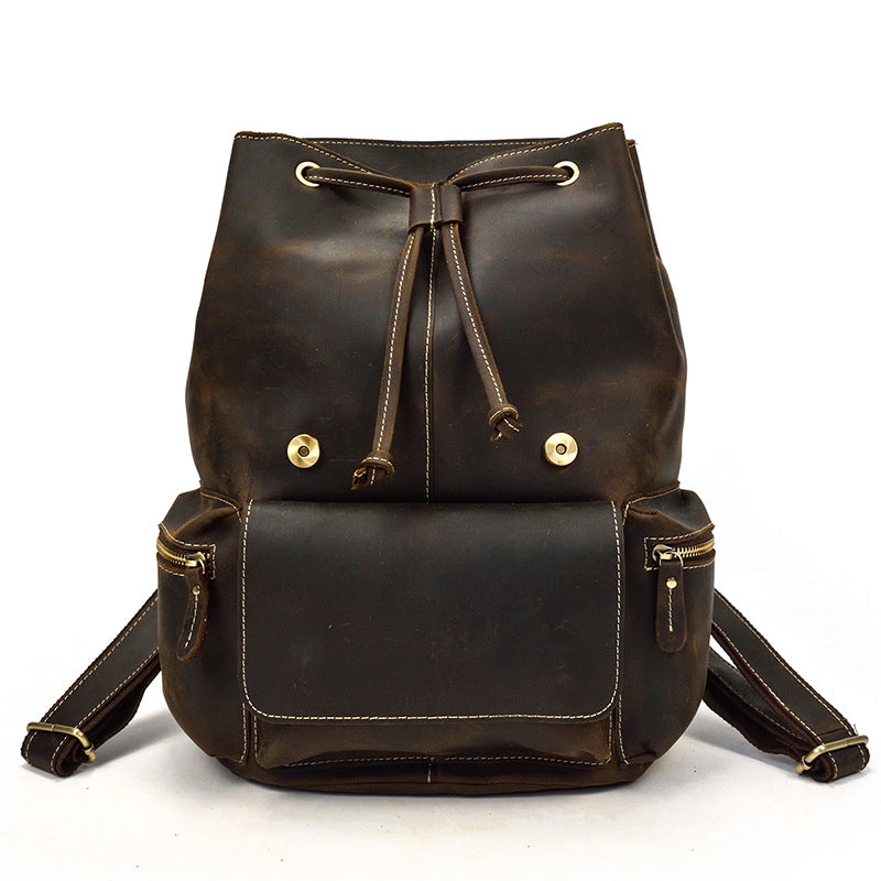 Crazy Horse Leather Backpack Laptop Backpack Travel Backpack Mens Rucksack