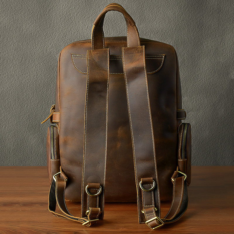 New Arrival Vintage Backpack Crazy Horse Leather Men Travel Backpack Casual Backpack ESS3983