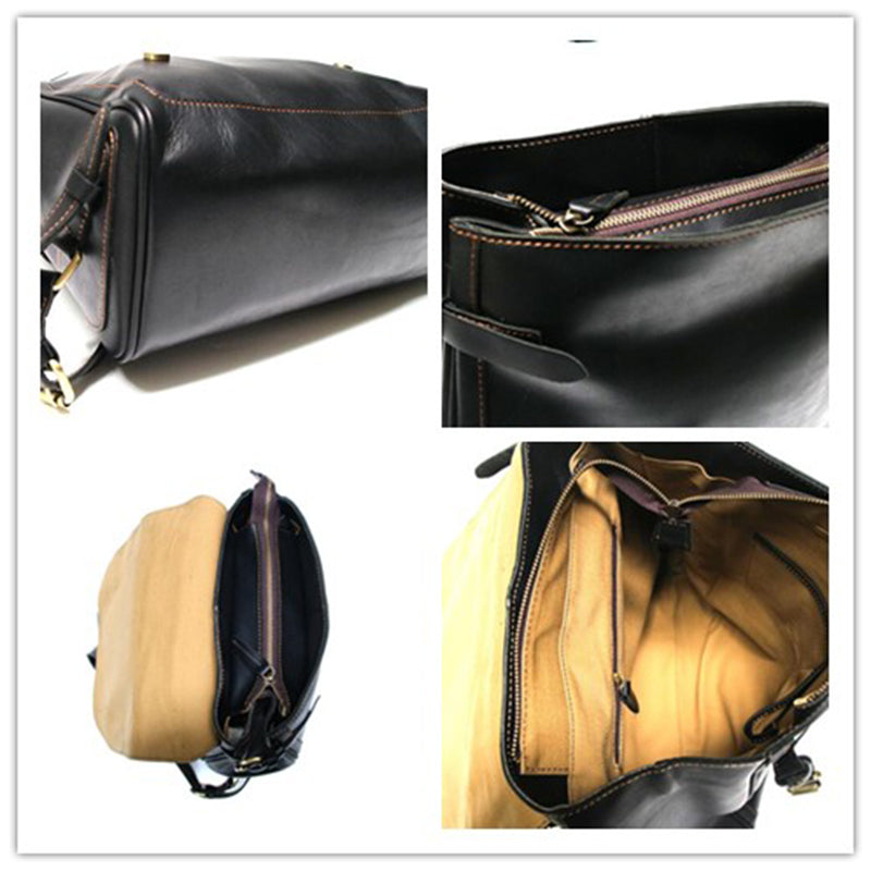 Unisex Genuine Leather Backpack – Hand-Rubbed Vegetable-Tanned Leather Travel & Sketch Backpack Z9035