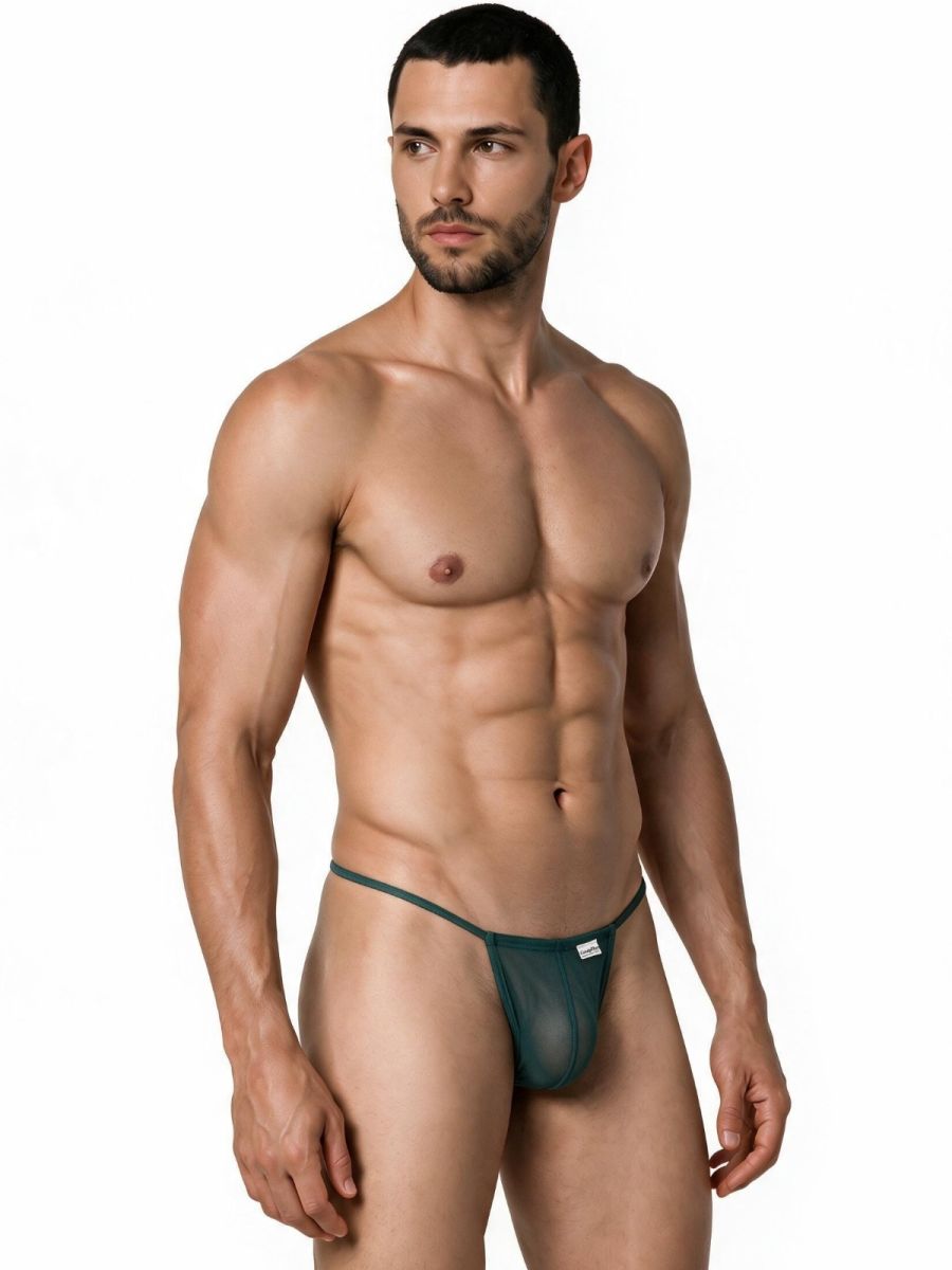 CandyMan 9586 Men's Underwear Mini G-String Color Bottle Green Mesh