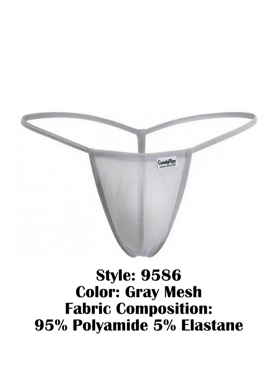 CandyMan 9586 Men's Underwear Mini G-String Color Gray Mesh