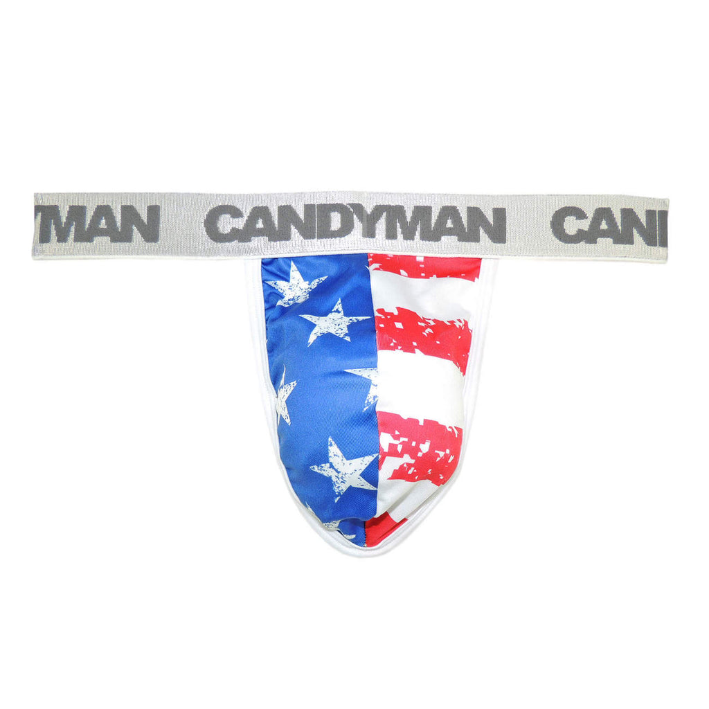CandyMan Men's Underwear 99154 Patriotic Thong Multi-colored
