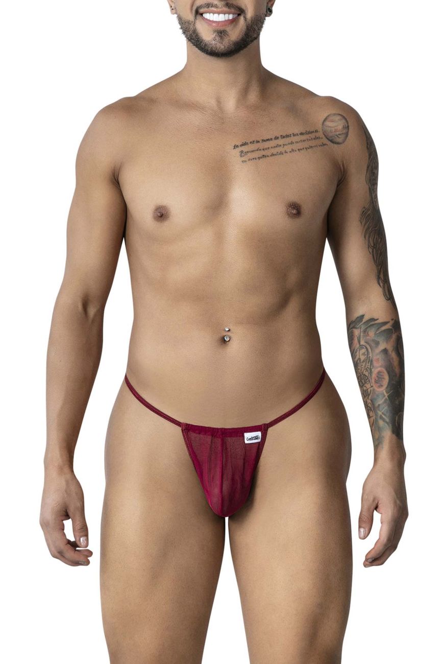 CandyMan 99246 Men's Underwear G-String Mesh Thongs Color Burgundy