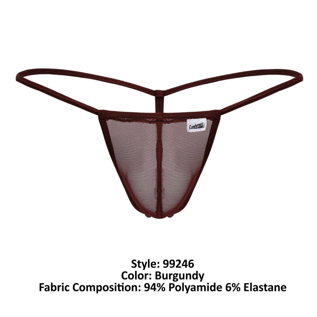 CandyMan 99246 Men's Underwear G-String Mesh Thongs Color Burgundy