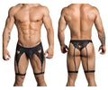 CandyMan 99310 Men's Underwear Lace Garther Thongs Color Black