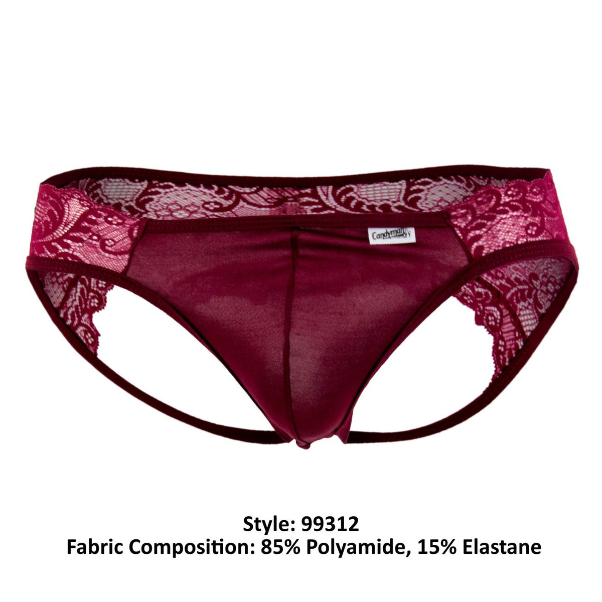 CandyMan 99312 Men's Underwear Lace Jockstrap Color Burgundy